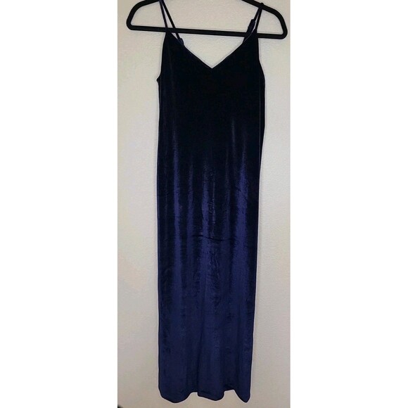 Imanimo Dresses & Skirts - Maternity Dress Womens Size Sm Navy Velvet Spaghetti Straps V-neck Maxi Stretchy